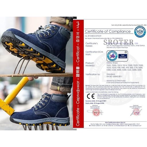 SROTER Acélbetétes Bakancs 45 (kék)