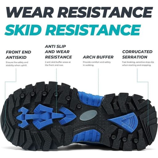 ASHION Gyerek Túracipő – Légáteresztő Csúszásmentes Sportcipő 32 (Kék-Fekete)