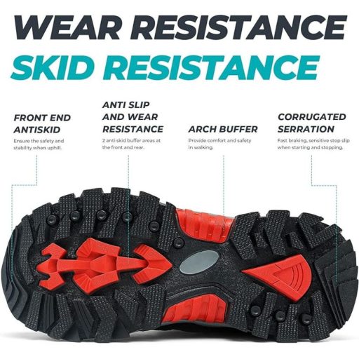 ASHION Gyerek Túracipő – Légáteresztő Csúszásmentes Sportcipő 36 (Piros-Fekete)