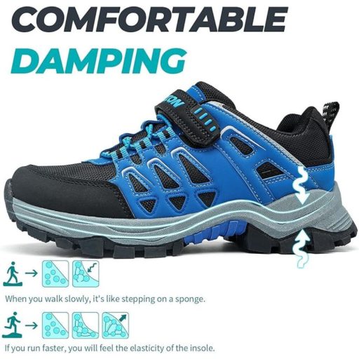 ASHION Gyerek Túracipő – Légáteresztő Csúszásmentes Sportcipő 28 (Kék-Fekete)