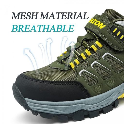 ASHION Gyerek Túracipő – Légáteresztő Csúszásmentes Sportcipő 30 (Sárga-Sötétzöld)