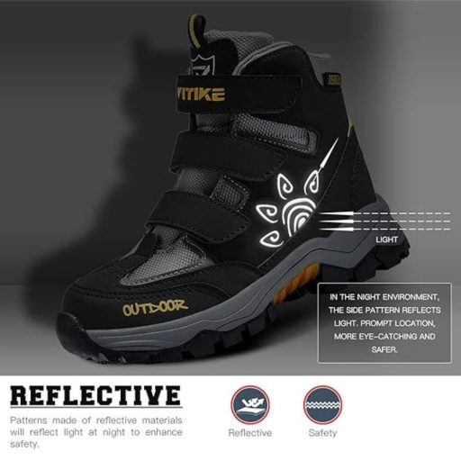 ASHION Meleg Gyerek Téli Cipő – Bélelt Bakancs 26 (Sárga-Fekete)