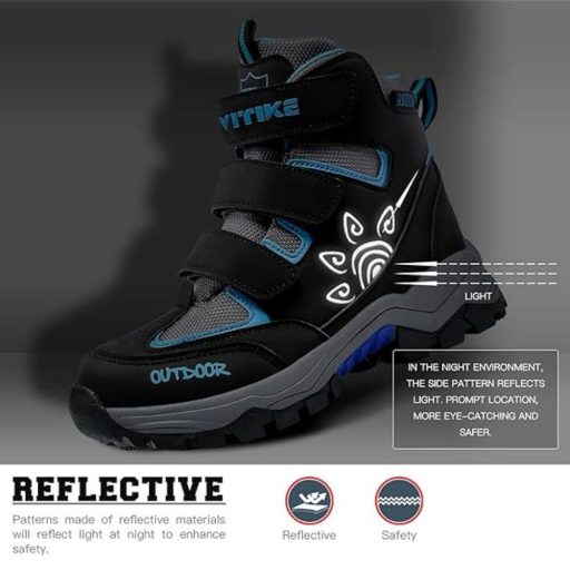 ASHION Meleg Gyerek Téli Cipő – Bélelt Bakancs 28-40 (Kék-Fekete)