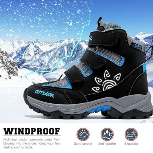 ASHION Meleg Gyerek Téli Cipő – Bélelt Bakancs 30 (Kék-Fekete)