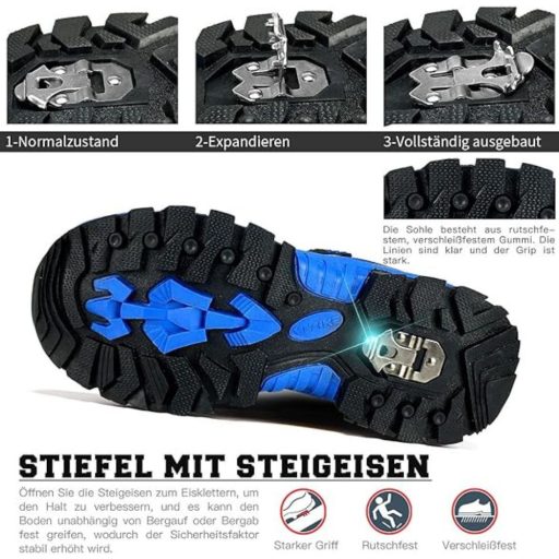 ASHION Meleg Gyerek Téli Cipő – Bélelt Bakancs 34 (Kék-Fekete)