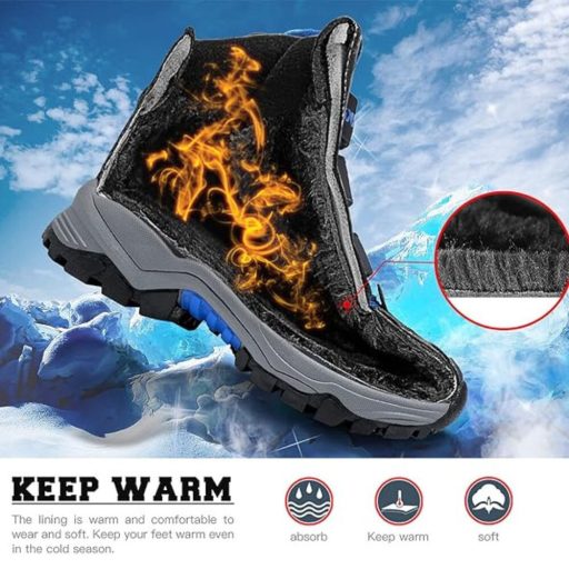 ASHION Meleg Gyerek Téli Cipő – Bélelt Bakancs 34 (Kék-Fekete)