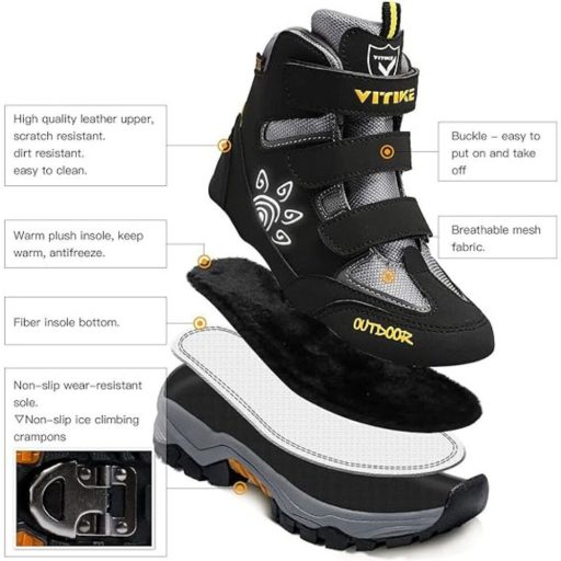 ASHION Meleg Gyerek Téli Cipő – Bélelt Bakancs 33 (Sárga-Fekete)