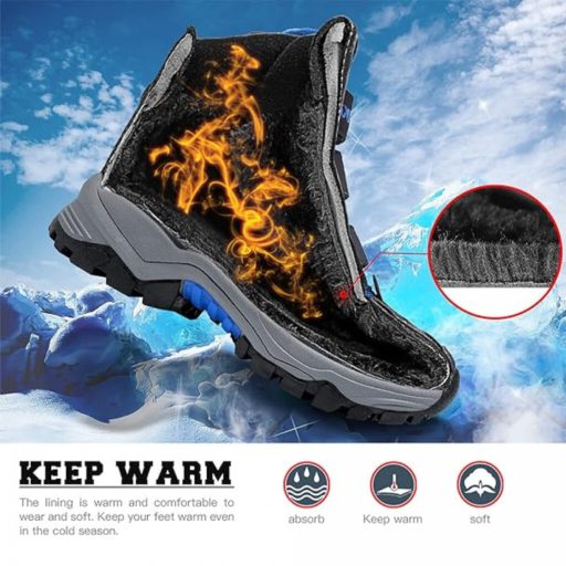 ASHION Meleg Gyerek Téli Cipő – Bélelt Bakancs 29 (Sötéték-Fekete)