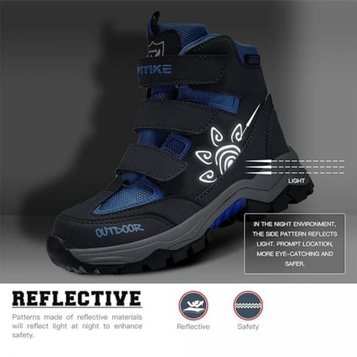 ASHION Meleg Gyerek Téli Cipő – Bélelt Bakancs 30 (Sötétkék-Fekete)