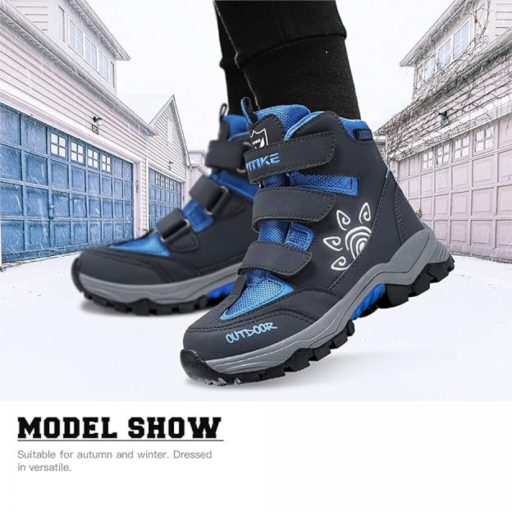 ASHION Meleg Gyerek Téli Cipő – Bélelt Bakancs 27 (Sötétkék-Fekete)