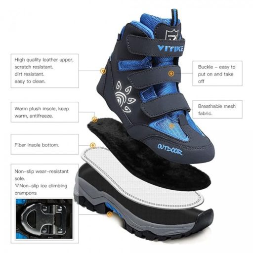 ASHION Meleg Gyerek Téli Cipő – Bélelt Bakancs 26 (Sötétkék-Fekete)