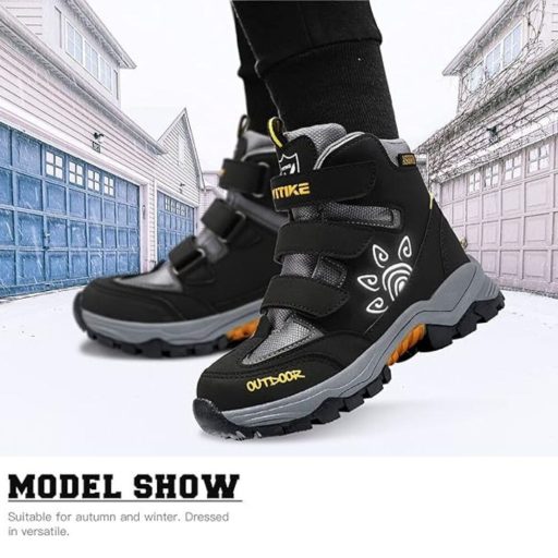 ASHION Meleg Gyerek Téli Cipő – Bélelt Bakancs 30 (Sárga-Fekete)